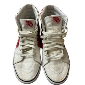 VANS‎ Sk8 Custom Mid 2-Tone Checker Red and White Women's Size 7 High Top